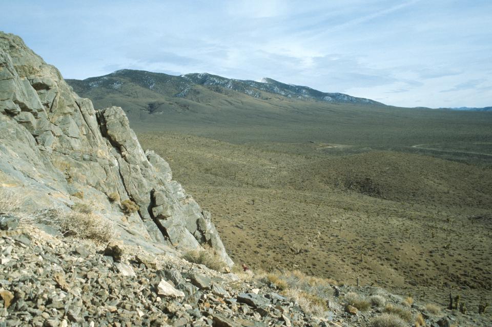 Image looking at a mountain range.